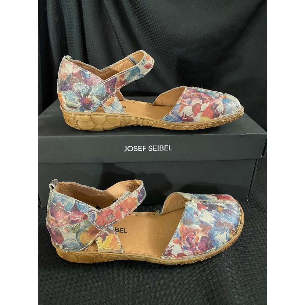 Josef Seibel Rosalie 42 Floral print Leather Sandals Women's 36 US- 6